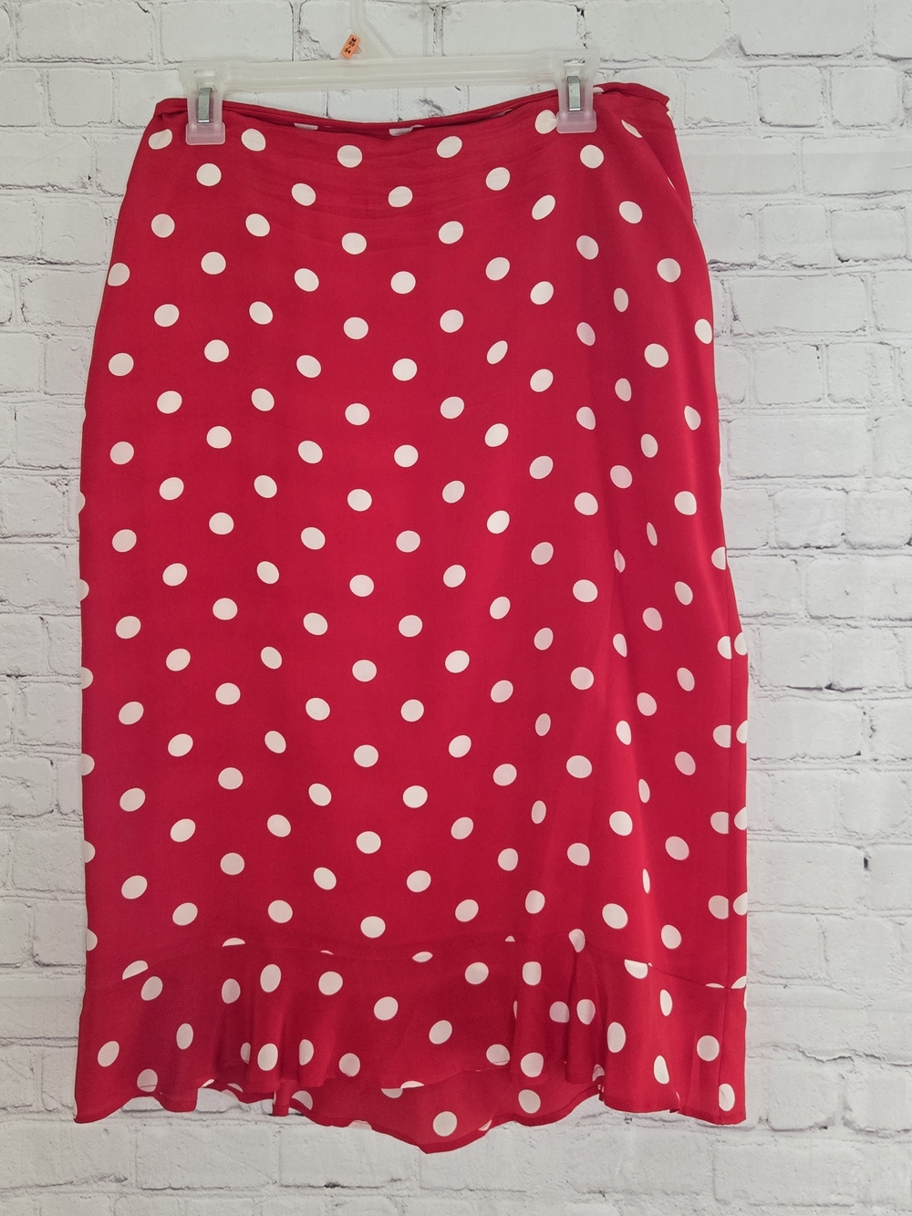 Vtg Outfit JPR 100% Silk Re Polka Dot Flutter Hem Midi Skirt Sz M Ibiza Romantic